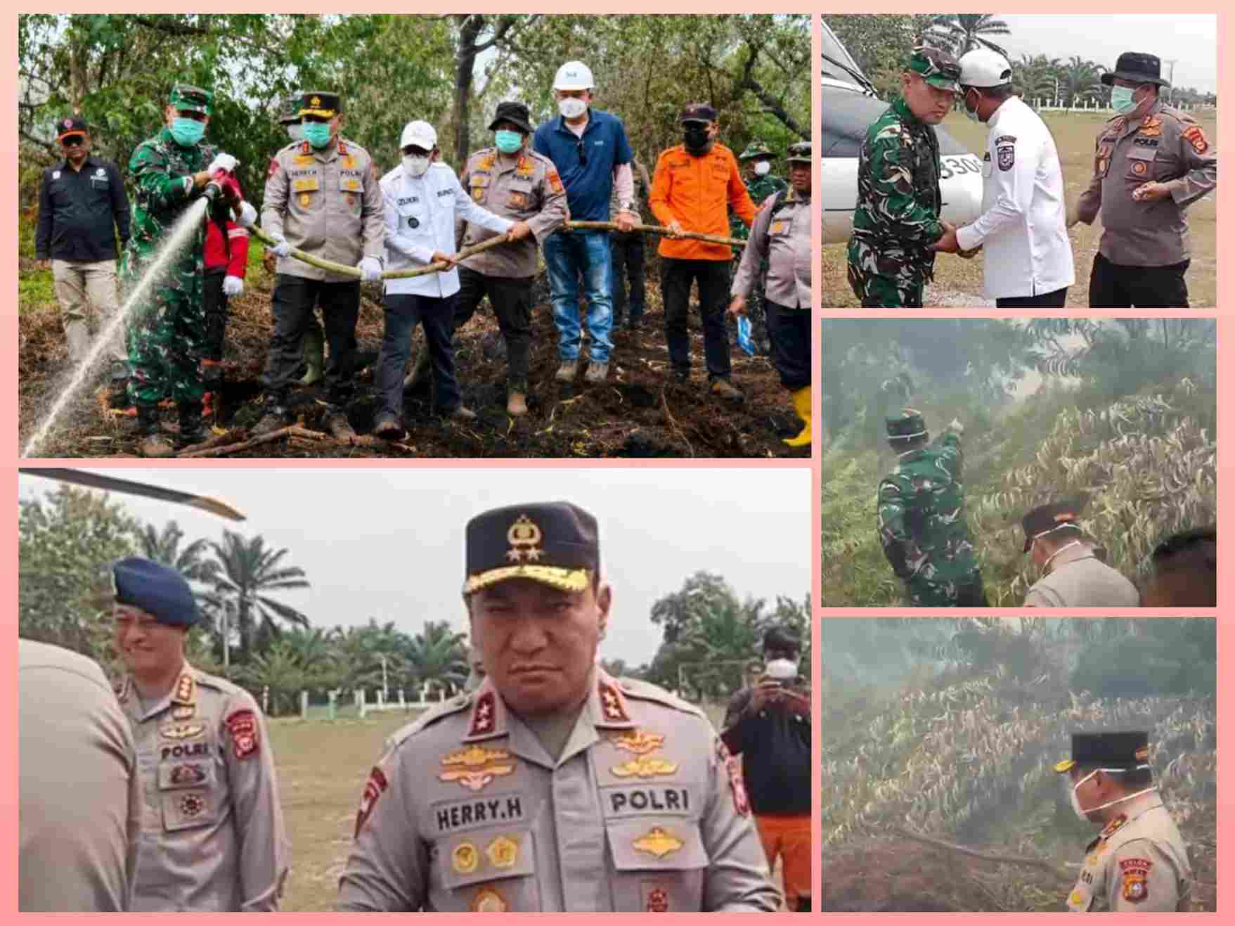 Kapolda Riau dan Pangdam XIX/Tuanku Tambusai meninjau langsung lokasi Karhutla di Kerumutan, Pelalawan.