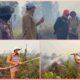 Bupati Pelalawan H. Zukri bersama Wakapolres Kompol Arief Apriadi meninjau langsung lokasi Karhutla di Rantau Baru.