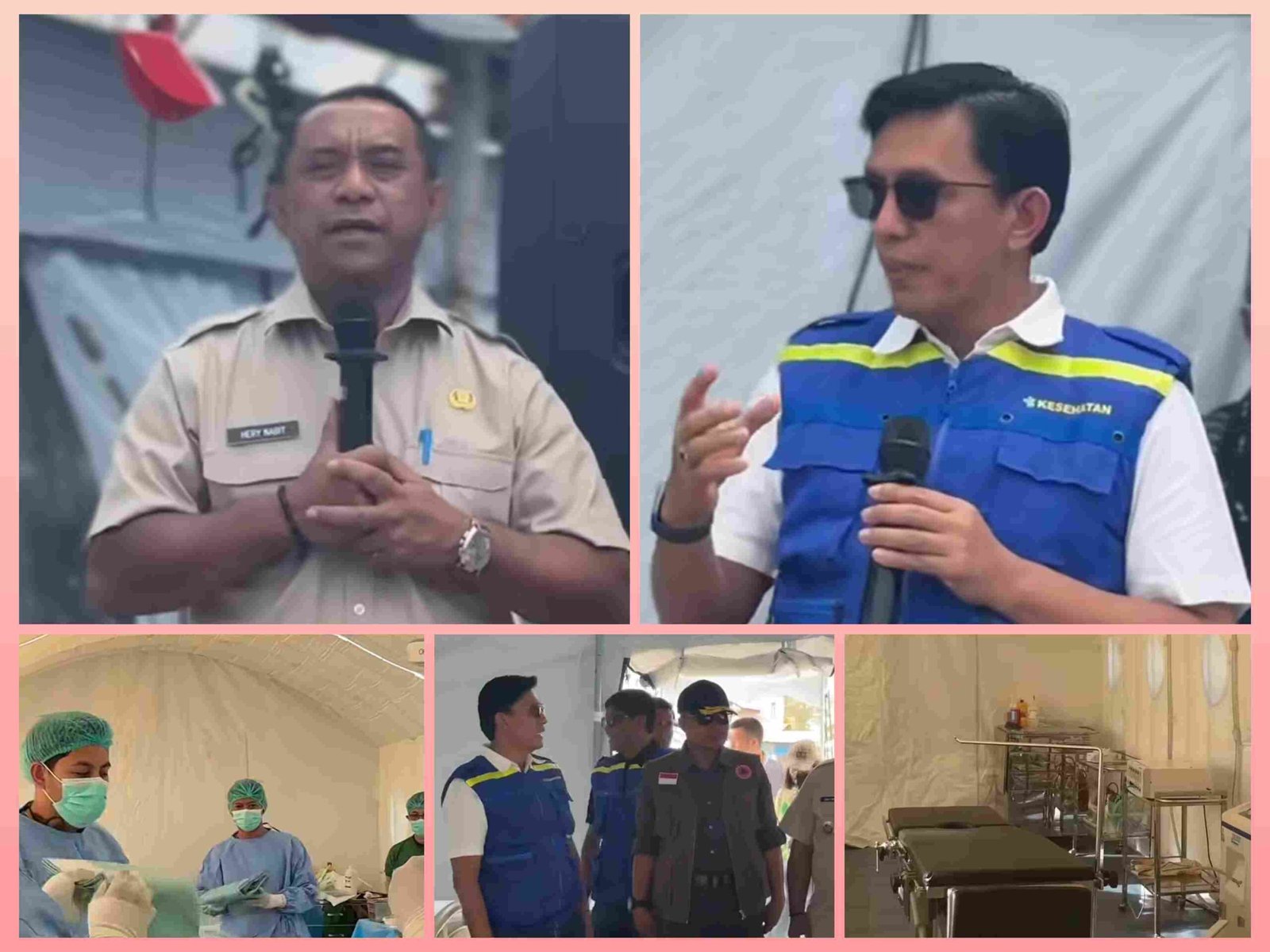 Bupati Manggarai Herybertus Laju Nabit meninjau fasilitas RS Lapangan Ruteng di Lapangan Bandara Frans Sales Lega.