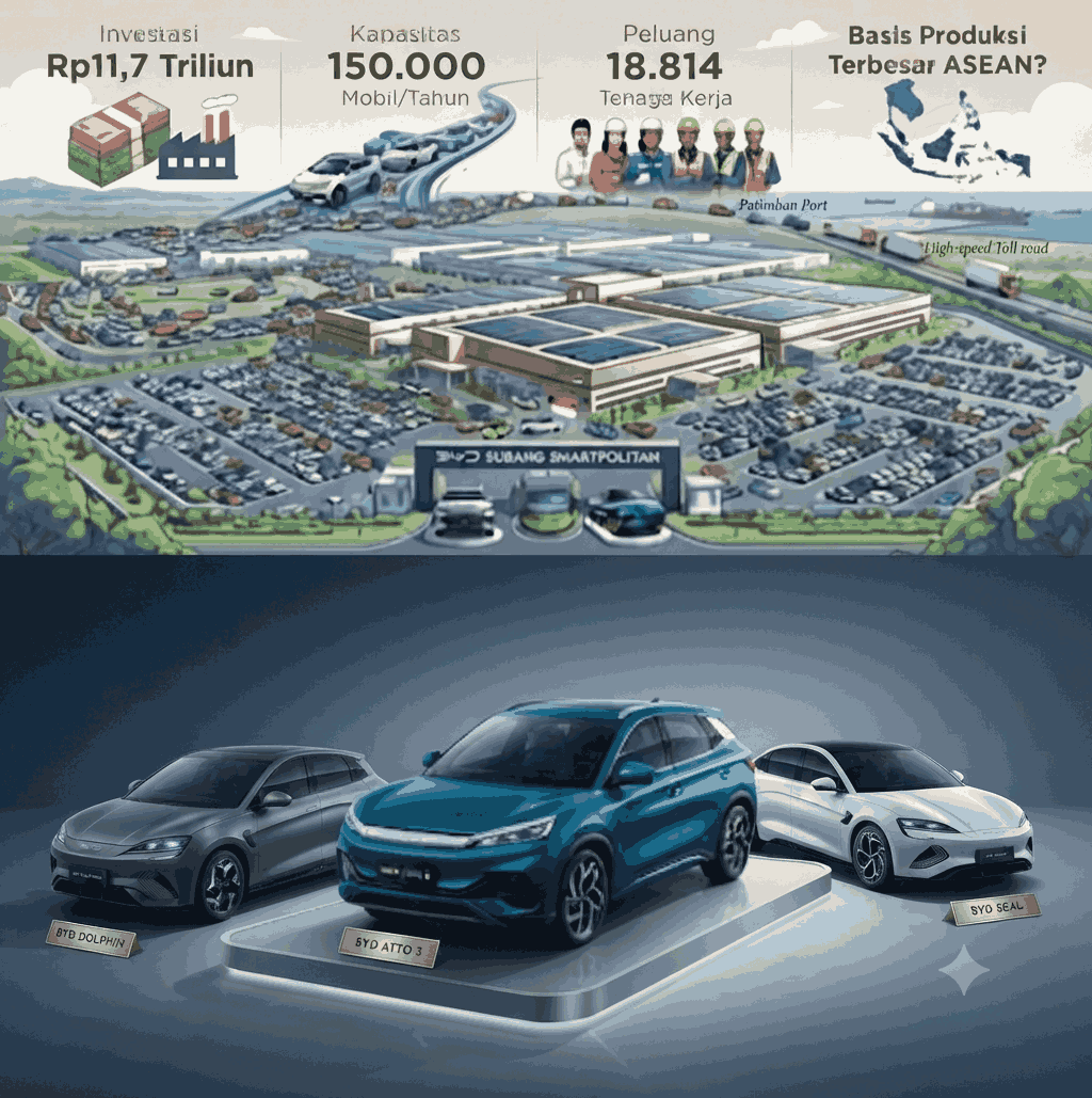 Kawasan pabrik BYD di Subang Smartpolitan yang disiapkan sebagai basis produksi kendaraan listrik terbesar di ASEAN.