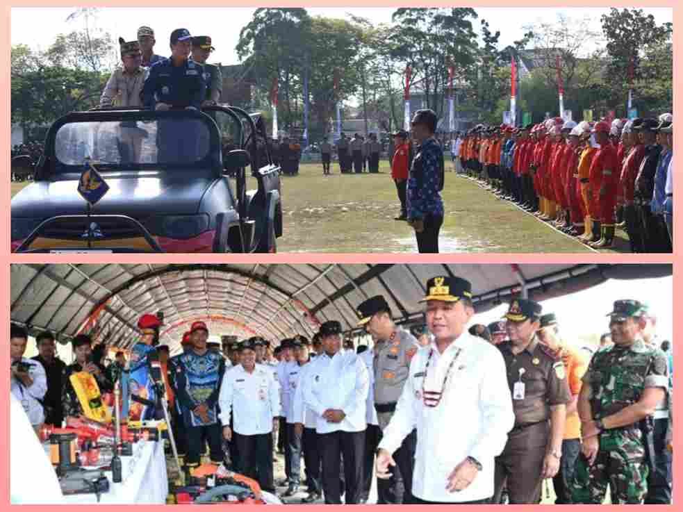 Gubernur Kalteng Agustiar Sabran saat memimpin apel gelar pasukan penanganan karhutla di Halaman Istana Isen Mulang.