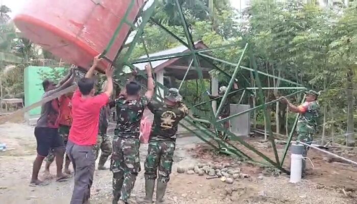 Satgas TMMD ke-129 Tetap Bekerja di Hari Libur: Pasang Tower dan Tandon Air di Dayah Lhok Panah