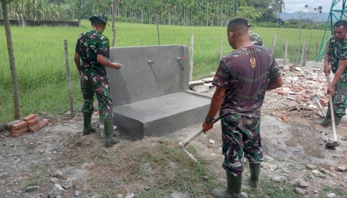Tempat Wudu TMMD ke-129 di Lhok Panah Rampung, Lengkapi Fasilitas Sumur Bor dan MCK
