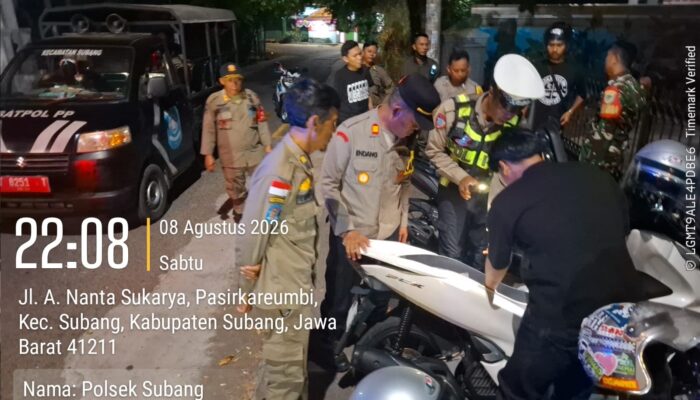 Polsek Subang Gelar Patroli KRYD Gabungan: Sinergi TNI-Polri dan Satpol PP Antisipasi Geng Motor hingga Balapan Liar