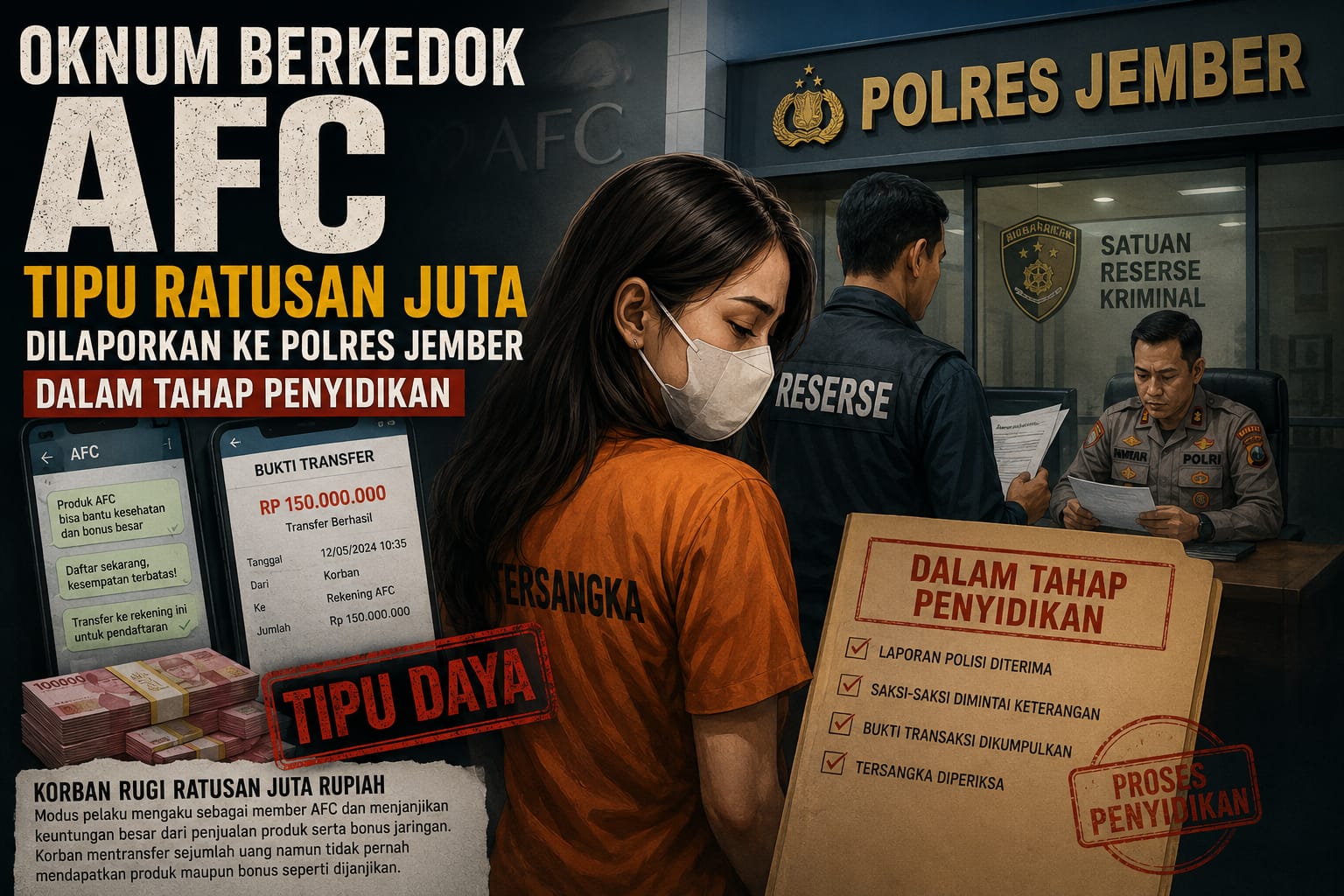 Mapolres Jember menangani kasus dugaan penipuan dan penggelapan mitra AFC.