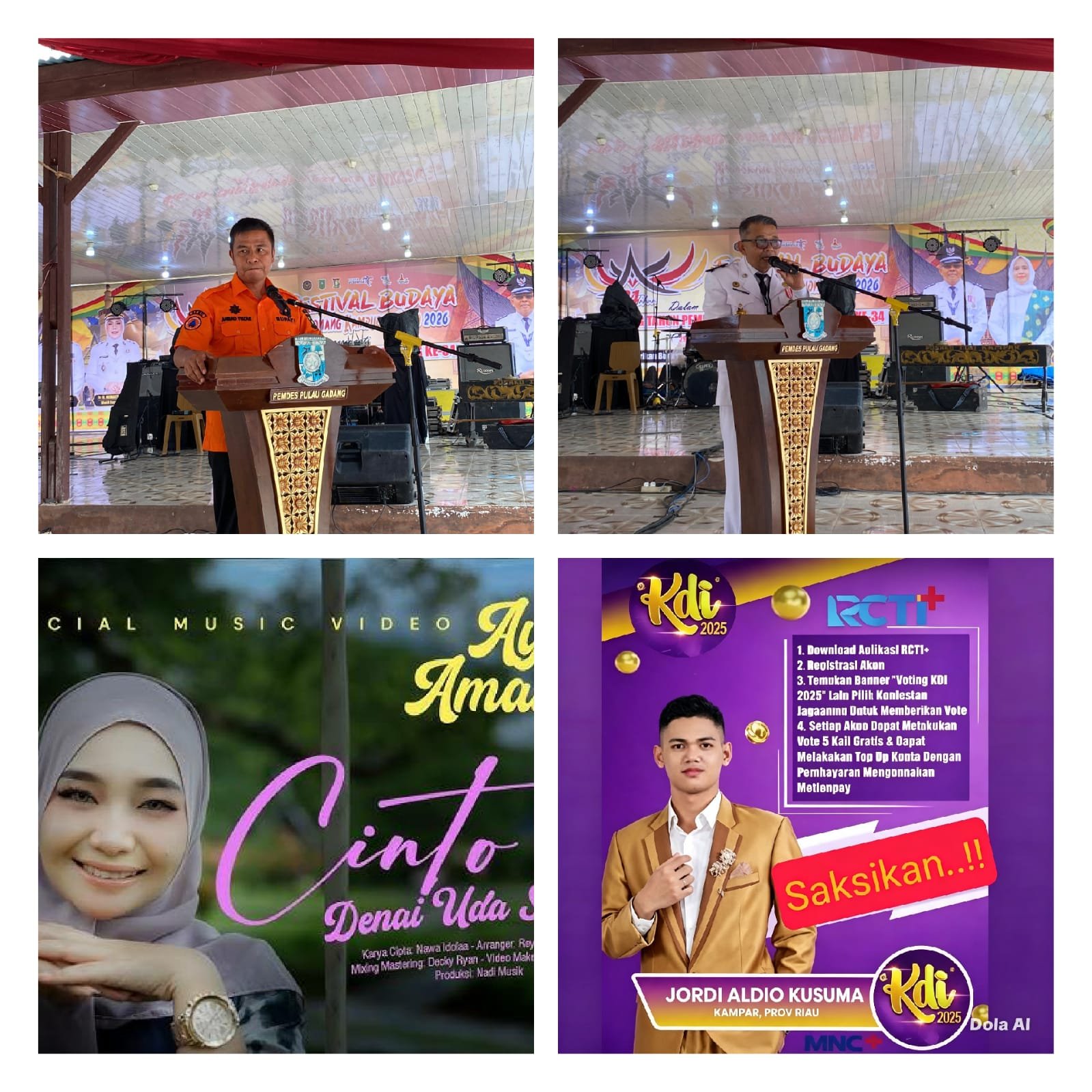 Bupati Kampar Ahmad Yuzar dan Wakil Bupati Misharti menghadiri Festival Budaya Mangonang Kampuong Lamo di Pulau Gadang.