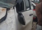 Fortuner Kecelakaan di Simpang Pancing Sorek Satu, Polisi dan Ambulan  Sudah di Lokasi