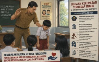 Ilustrasi dunia pendidikan dan perlindungan anak di lingkungan sekolah dasar.
