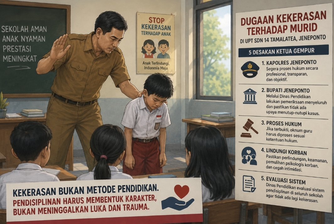 Ilustrasi dunia pendidikan dan perlindungan anak di lingkungan sekolah dasar.