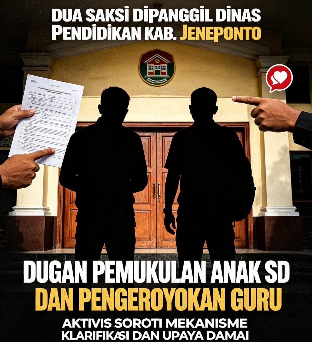 Kantor Dinas Pendidikan dan Polres Jeneponto terkait penanganan kasus di SDN 14 Tamalatea.