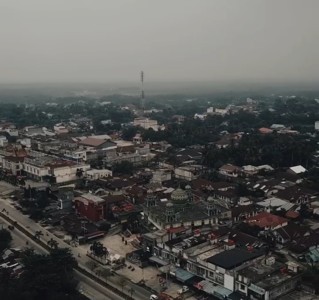 Kondisi kabut asap menyelimuti kawasan Sorek, Kecamatan Pangkalan Kuras, Kabupaten Pelalawan.