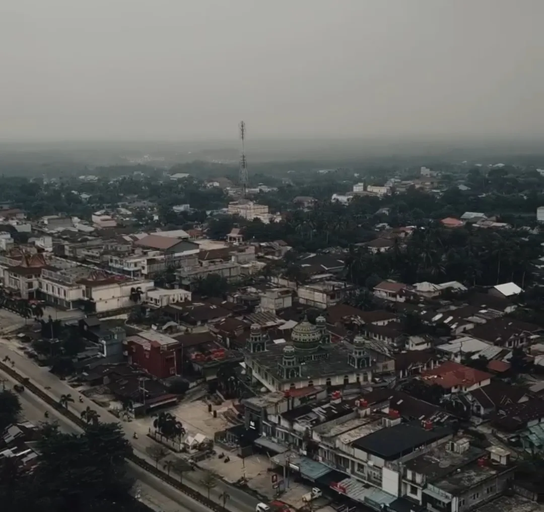 Kondisi kabut asap menyelimuti kawasan Sorek, Kecamatan Pangkalan Kuras, Kabupaten Pelalawan.