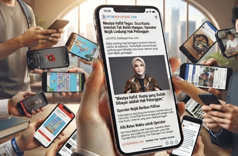 Menteri Komunikasi dan Digital Meutya Hafid memberikan keterangan pers terkait perlindungan sisa kuota internet pelanggan.