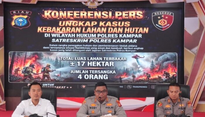 4 Orang Diamankan Polres Kampar, 17 Hektare Lahan Terbakar: Karhutla di Tambang Jadi Peringatan Keras