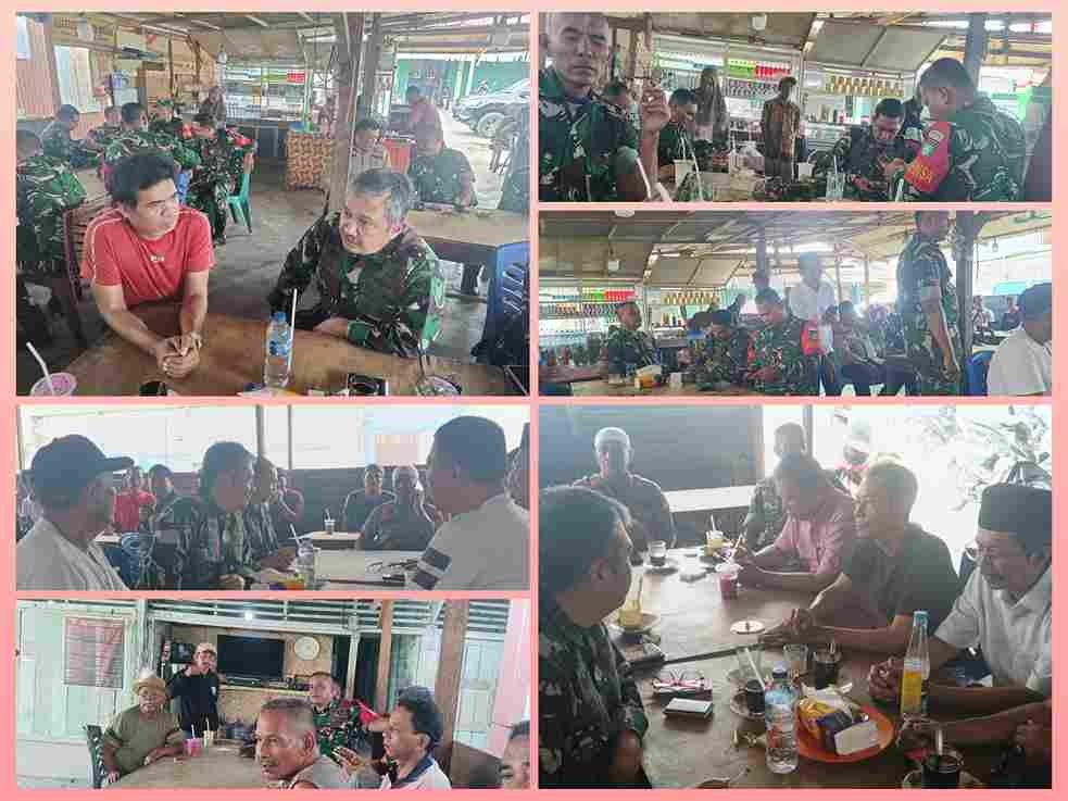 Brigjen TNI Dedy Zulkifli bersama aparat dan tokoh masyarakat ngopi bareng di Pangkalan Kuras.