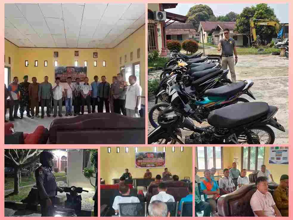 Ilustrasi petugas kepolisian melakukan razia kendaraan berknalpot brong dan balap liar di Jalan Lintas Timur.