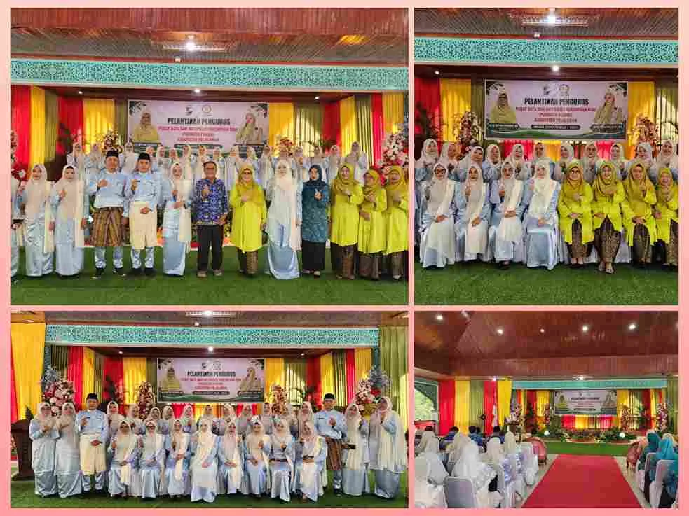 Suasana pelantikan pengurus Pusdatin PUANDRI Kabupaten Pelalawan di Gedung Seminai.