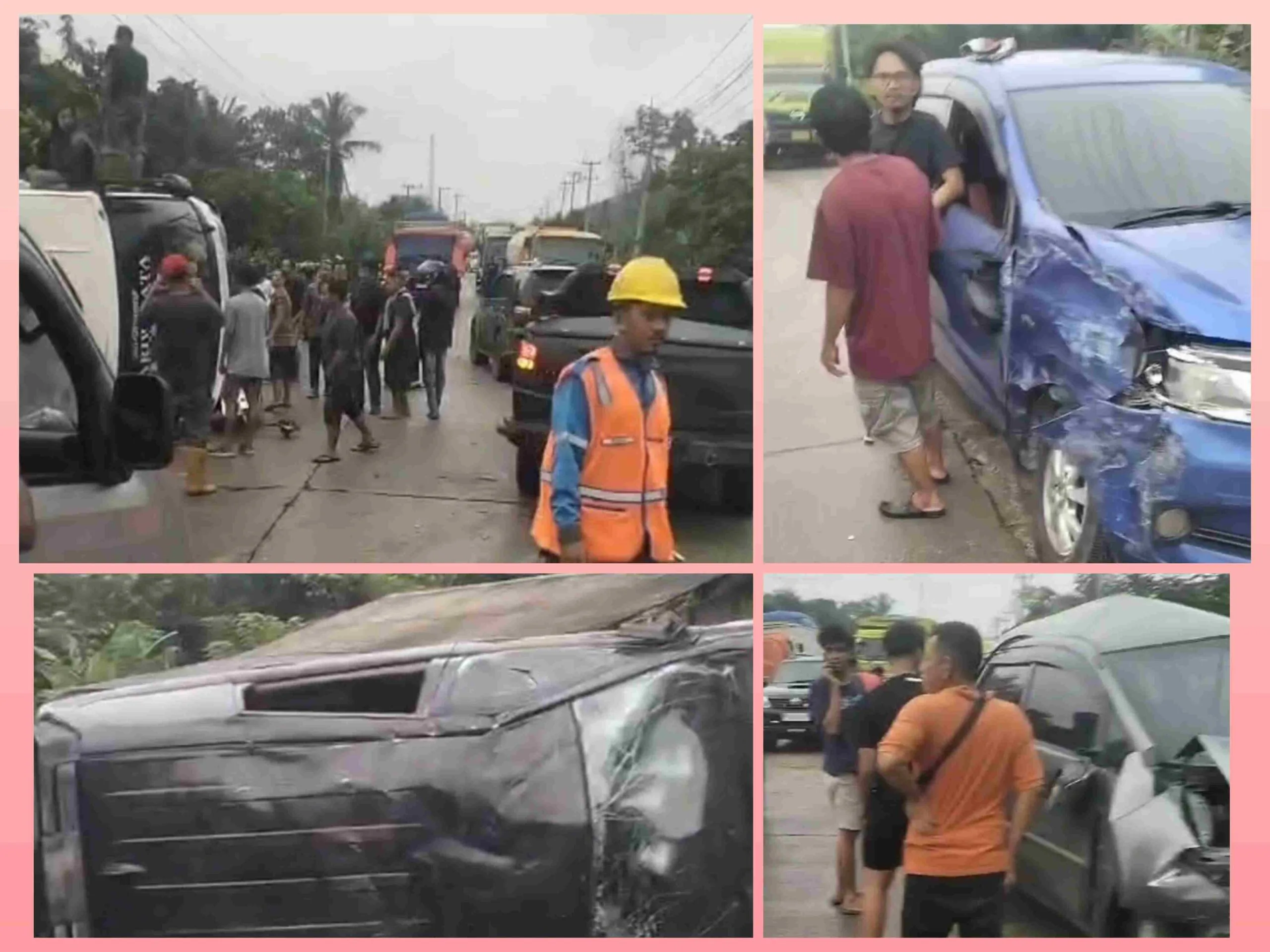 Kondisi arus lalu lintas dan evakuasi kendaraan pasca kecelakaan beruntun di Tanjakan Palas Pelalawan.