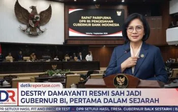 Destry Damayanti memberikan keterangan usai disetujui DPR sebagai Gubernur BI.