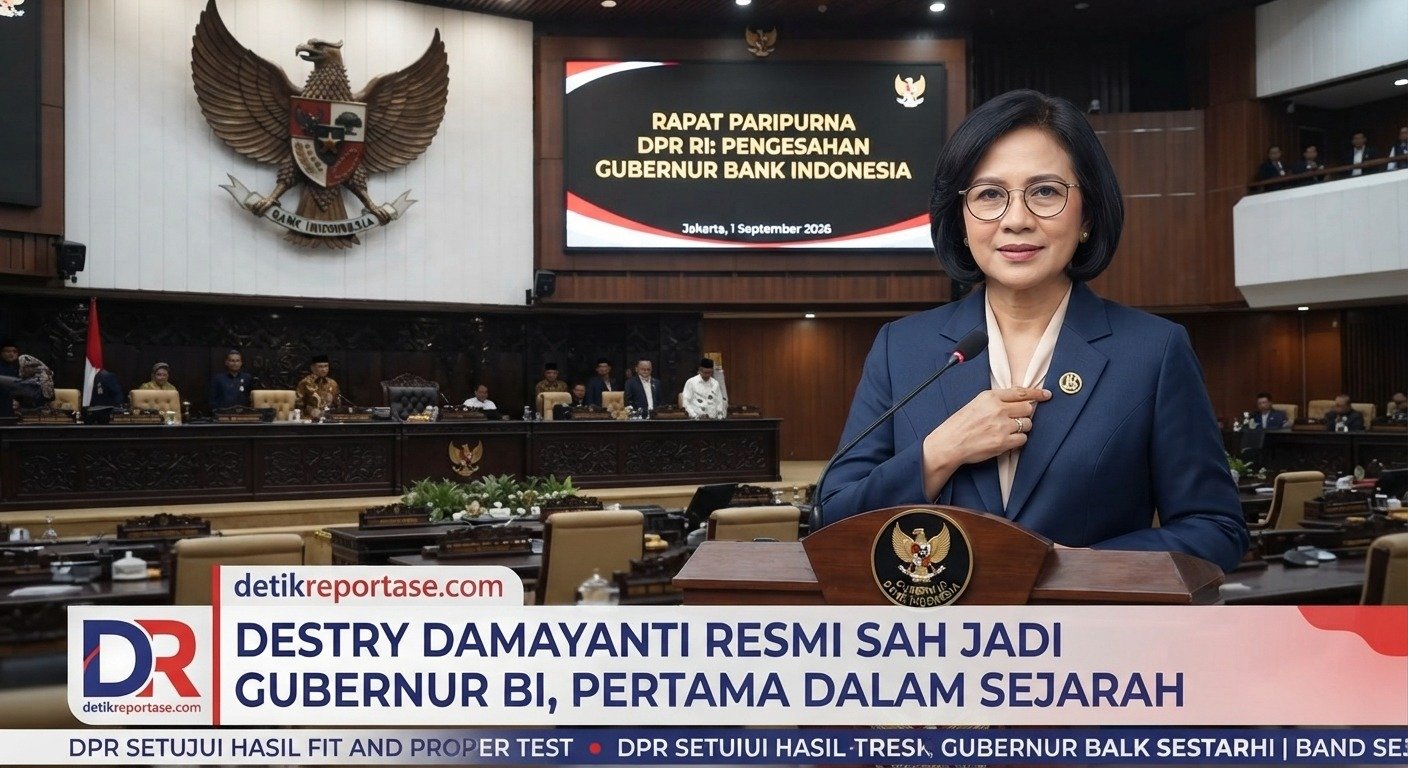 Destry Damayanti memberikan keterangan usai disetujui DPR sebagai Gubernur BI.