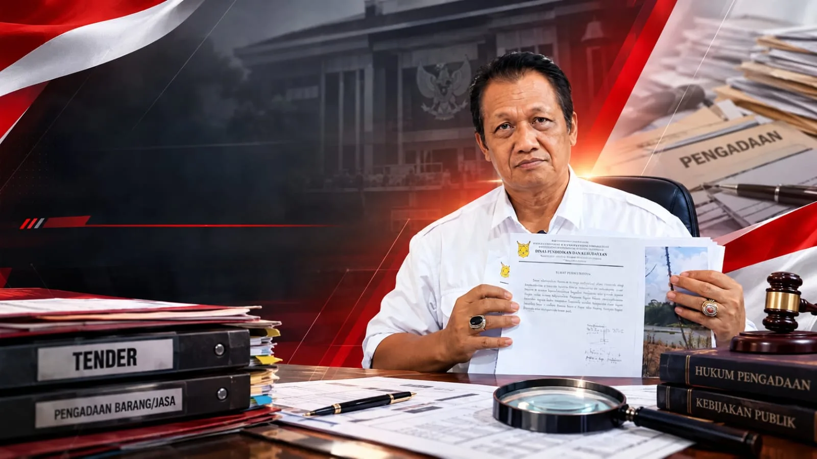 Ketua LSM Tamperak Jawa Tengah menunjukkan bukti laporan dugaan persekongkolan tender di Purworejo.