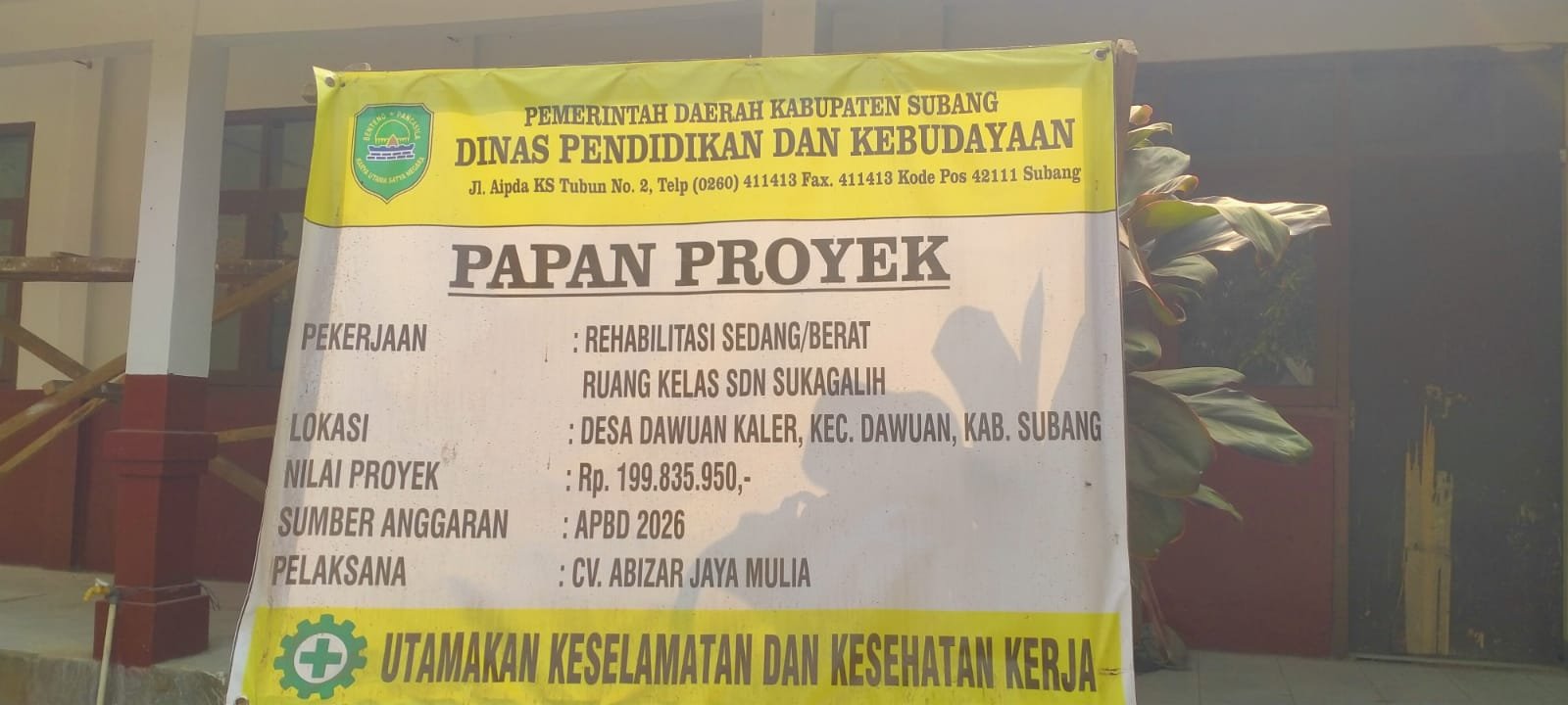 Kondisi bangunan SDN Sukagalih di Desa Dawuan Kaler, Kecamatan Dawuan, Kabupaten Subang.