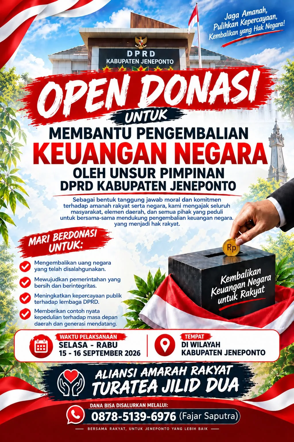 Aksi unjuk rasa Aliansi Amarah Rakyat Jilid II di Jeneponto yang membawa isu temuan BPK dan krisis energi.