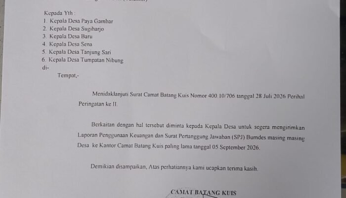 Camat Batang Kuis Dilema di Tengah SP3 Sejumlah Kades. Teguran Ditandatangani, Tindak Lanjutnya Misterius