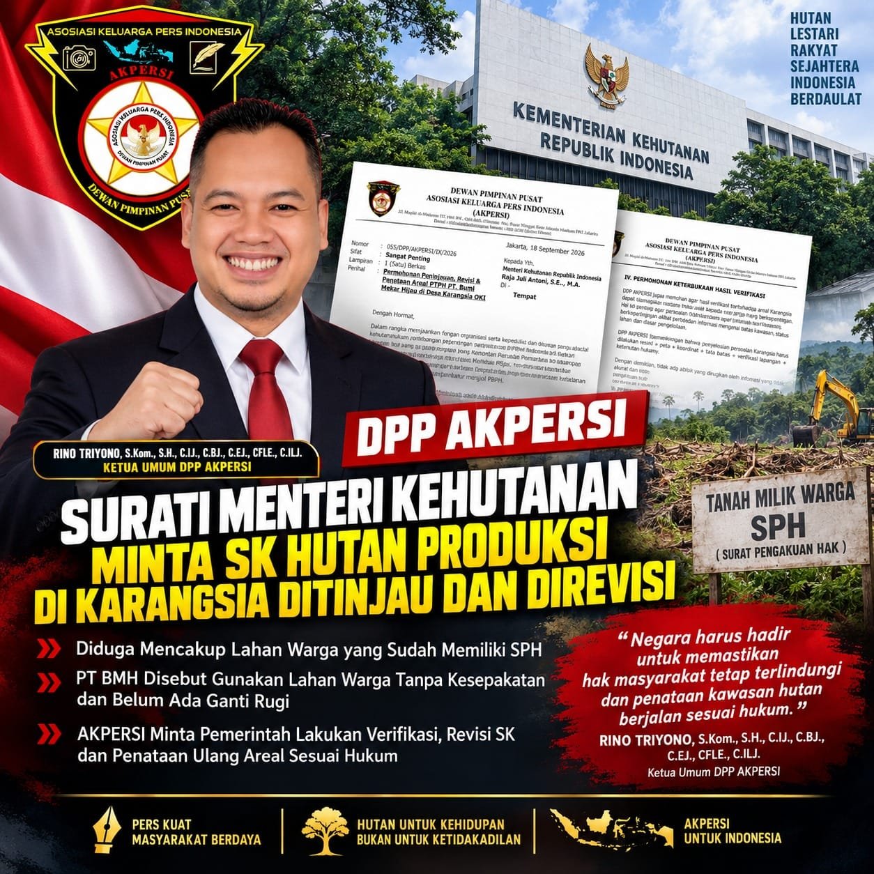 Tim DPP AKPERSI saat melakukan peninjauan dan investigasi lahan di Desa Karangsia, OKI.