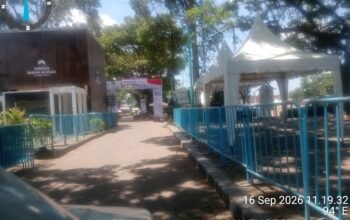 Suasana kawasan RTH Maron Genteng, Banyuwangi, lokasi digelarnya konser musik bersponsor rokok.