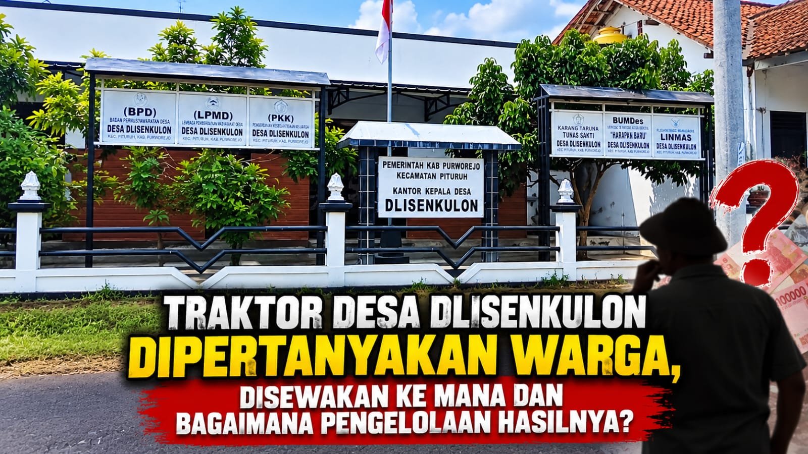 Kantor Desa Dlisenkulon, Kecamatan Pituruh, Kabupaten Purworejo, tempat polemik traktor desa bermula.