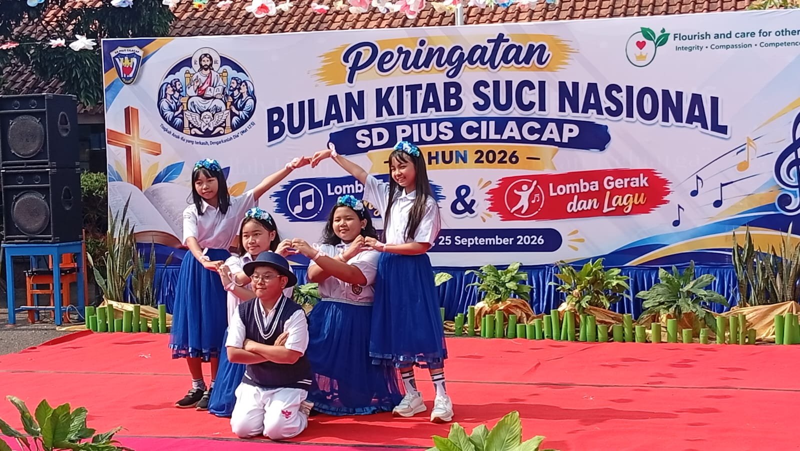 Siswa SD Pius Cilacap antusias mengikuti perlombaan gerak dan lagu rohani dalam rangkaian BKSN 2026.
