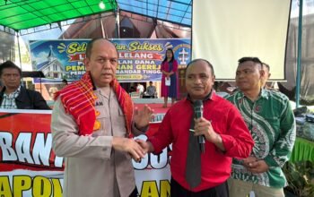 Polres Langkat Salurkan 100 Sak Material untuk Pembangunan Gereja GBKP Runggun Titi Besi