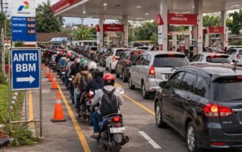 Pertalite Mulai Dibatasi di Sejumlah Daerah, Antrean Mengular dan Masyarakat Pertanyakan Pasokan BBM Subsidi Antrean panjang kendaraan bermotor mengisi BBM Pertalite di salah satu SPBU.