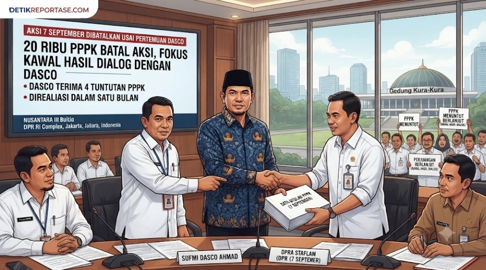 Wakil Ketua DPR RI Sufmi Dasco Ahmad saat menerima perwakilan forum PPPK di Kompleks Parlemen, Jakarta.