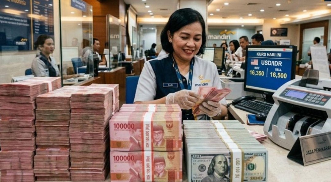 Ilustrasi pergerakan grafik nilai tukar dolar AS terhadap rupiah di pasar keuangan.