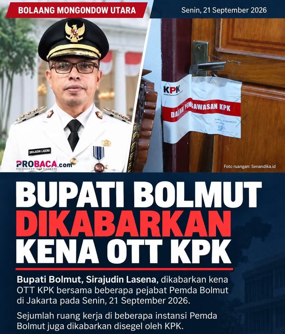 Suasana kantor pemerintahan di Bolmut yang dikabarkan menjadi lokasi kegiatan pemeriksaan KPK.