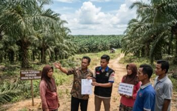 Perkebunan kelapa sawit di sekitar wilayah Desa Kemang, Kecamatan Pangkalan Kuras, Kabupaten Pelalawan.