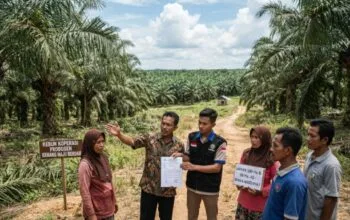 Perkebunan kelapa sawit di sekitar wilayah Desa Kemang, Kecamatan Pangkalan Kuras, Kabupaten Pelalawan.