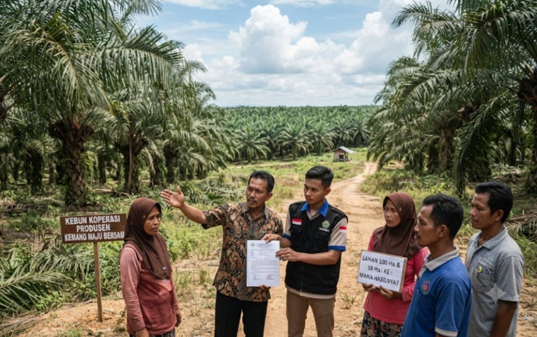 Perkebunan kelapa sawit di sekitar wilayah Desa Kemang, Kecamatan Pangkalan Kuras, Kabupaten Pelalawan.