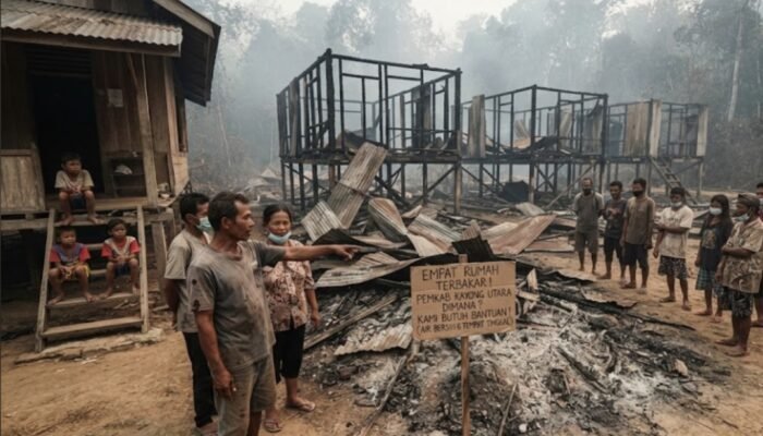 Empat Rumah Terbakar di Durian Sebatang, Warga Pertanyakan Respons Pemkab Kayong Utara