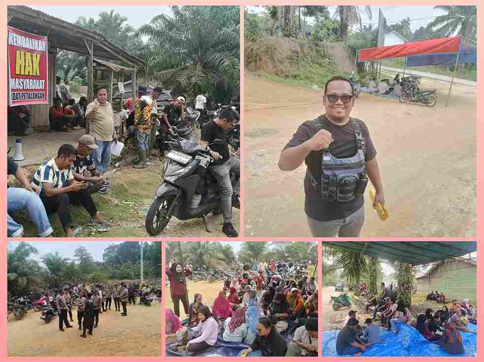 Ribuan warga menggelar aksi unjuk rasa menuntut kemitraan 20 persen di Pelalawan, Riau.