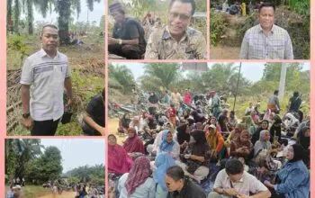 Sejumlah kepala desa di Pelalawan turun langsung mendampingi warganya dalam aksi penuntutan kemitraan 20 persen.