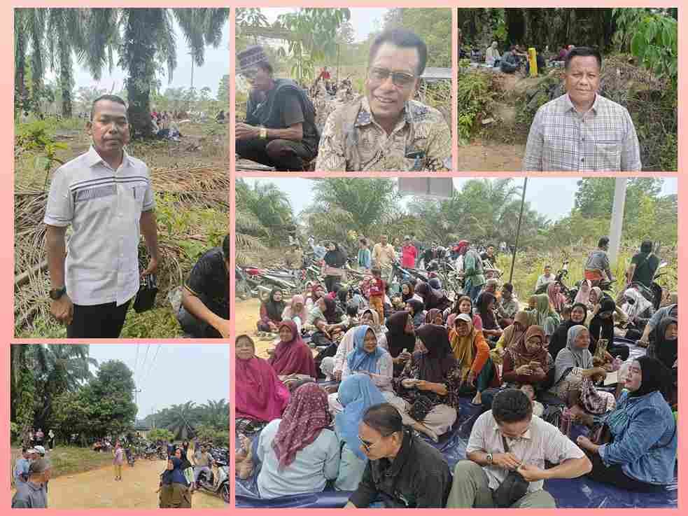 Sejumlah kepala desa di Pelalawan turun langsung mendampingi warganya dalam aksi penuntutan kemitraan 20 persen.