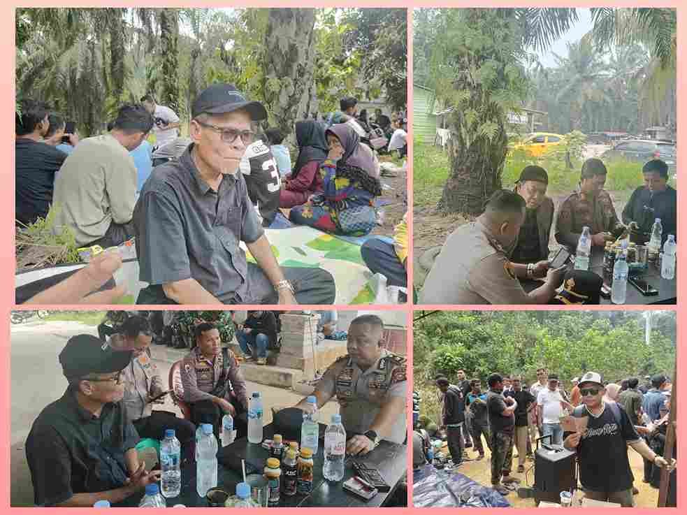 Tokoh masyarakat dan pengurus Forum menyampaikan aspirasi dalam aksi penuntutan kemitraan di Pelalawan.