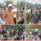 Perwakilan warga menyampaikan aspirasi di tengah ribuan massa aksi penuntutan kemitraan di Pelalawan.