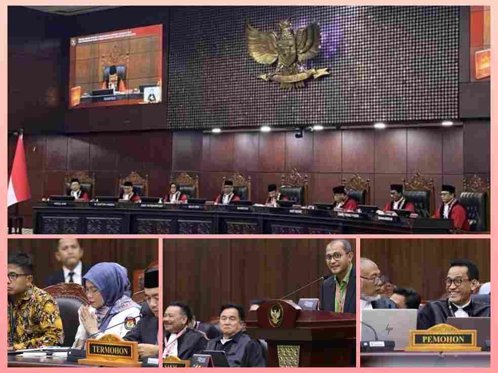 Suasana persidangan pembacaan putusan sengketa ijazah Gibran di Gedung Mahkamah Konstitusi.