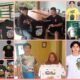 Iwan Sialang Bungkuk menunjukkan koleksi kaos bermotif budaya tradisional Riau di Pekanbaru.