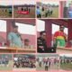 Camat Ukui Joko Hadi Saifudin Zuhri bersama Kades Air Emas Agus Pamuji saat meresmikan pembukaan Airemas Cup VI di Pelalawan.