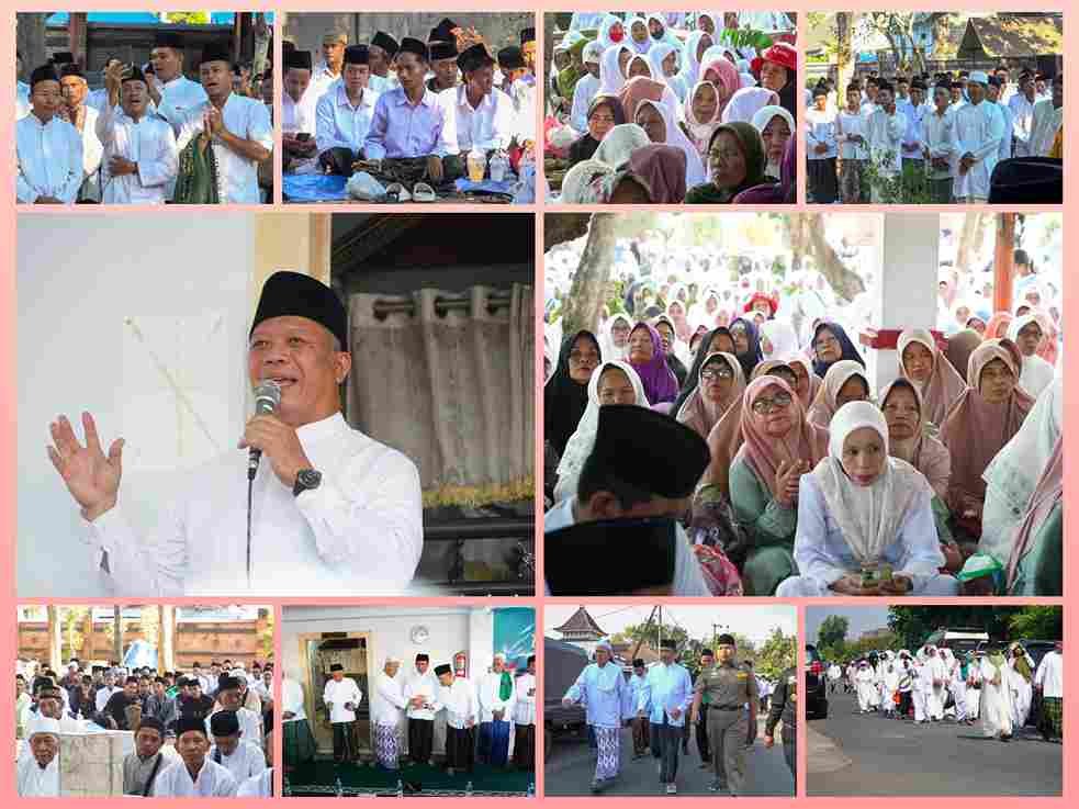 Bupati Madiun H. Hari Wuryanto bersama Wabup dr. Purnomo Hadi dan pengurus PCNU saat ziarah di Makam Kyai Ageng Anom Besari Caruban.